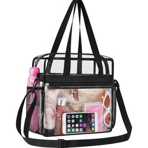 New Oraben Clear Bag for Stadium Events 12 x 6 x 12 Clear Tote Bag Black Trim